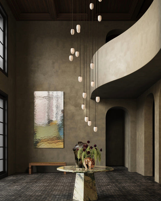 Moraine Modern Chandelier | Artisan Glass and Brass, 18 Light Design 0