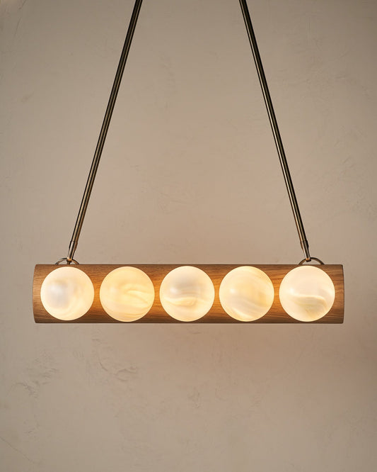 Nina 10-Light Chandelier | Handcrafted Glass and Wood Design 0