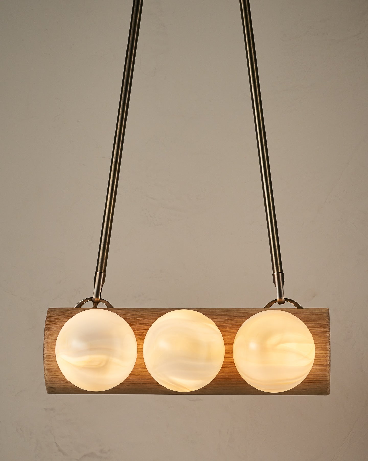 Nina 6-Light Chandelier | Organic Glass Shades, Solid Wood Base 0