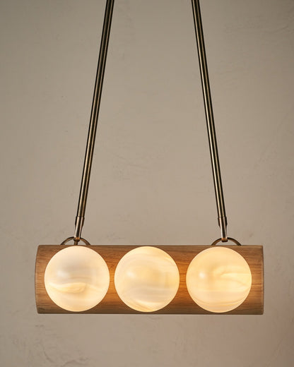 Nina 6-Light Chandelier | Organic Glass Shades, Solid Wood Base 0