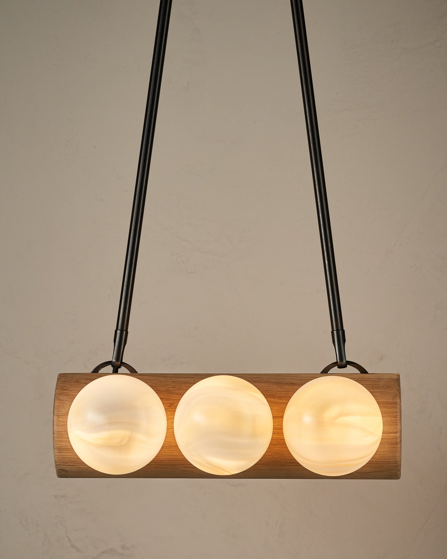 Nina 6-Light Chandelier | Organic Glass Shades, Solid Wood Base 10