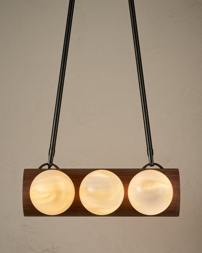 Nina 6-Light Chandelier | Organic Glass Shades, Solid Wood Base 11