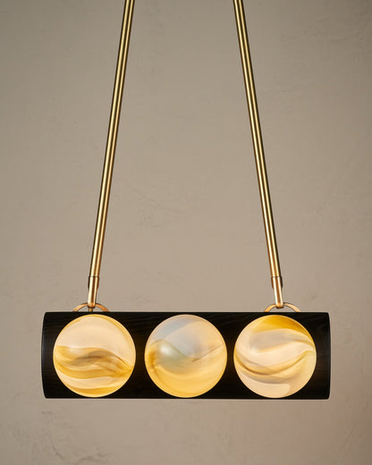 Nina 6-Light Chandelier | Organic Glass Shades, Solid Wood Base 12