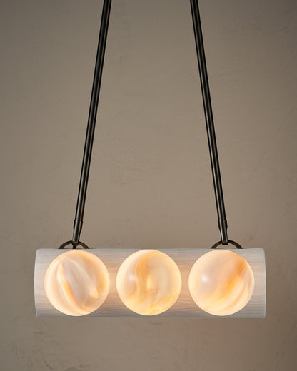 Nina 6-Light Chandelier | Organic Glass Shades, Solid Wood Base 16