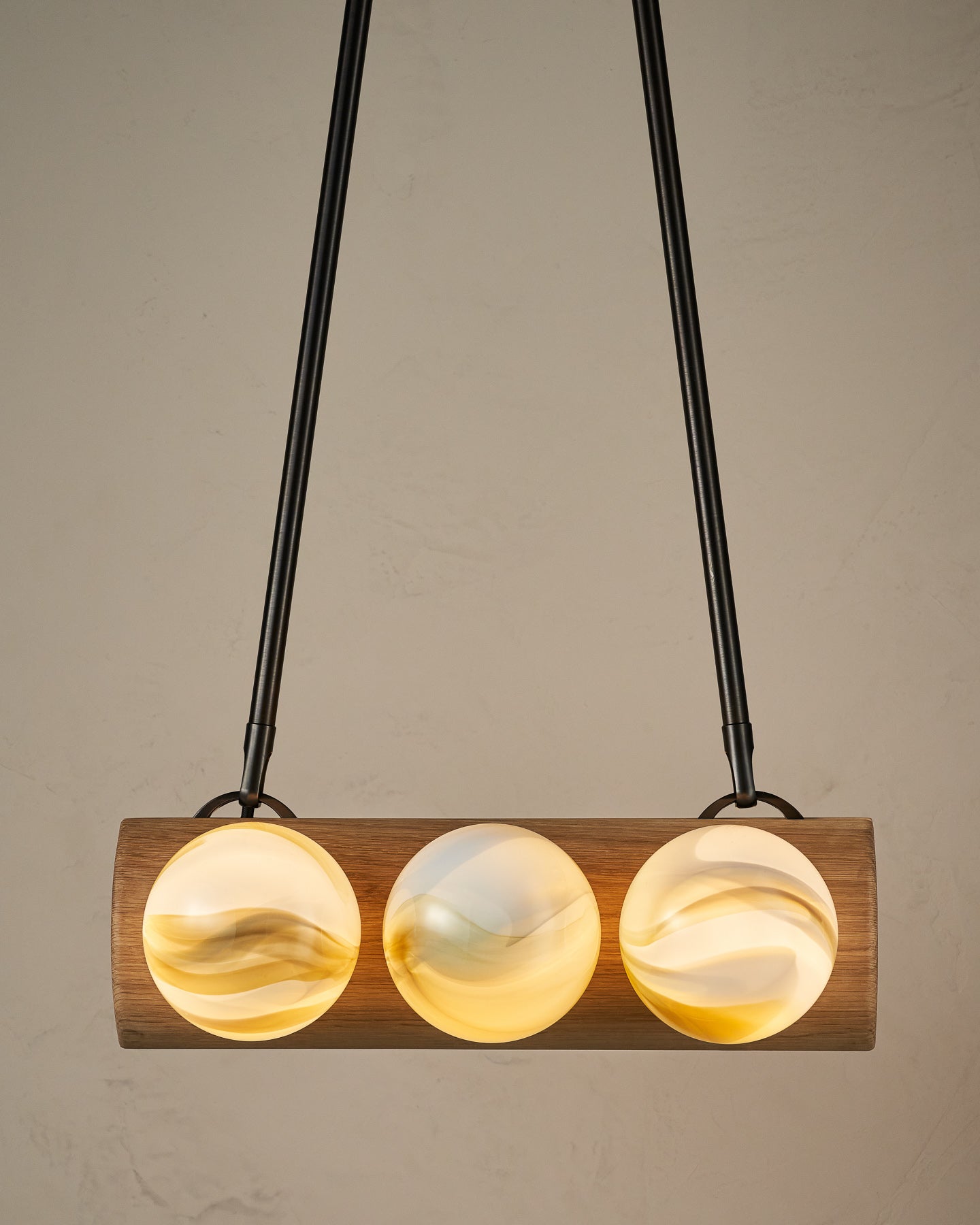 Nina 6-Light Chandelier | Organic Glass Shades, Solid Wood Base 17