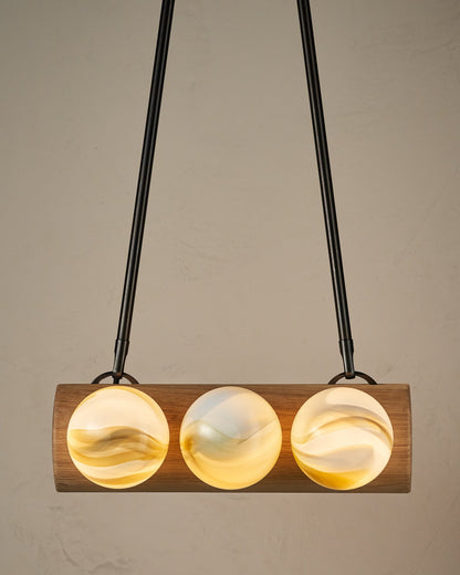 Nina 6-Light Chandelier | Organic Glass Shades, Solid Wood Base 17