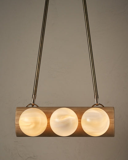 Nina 6-Light Chandelier | Organic Glass Shades, Solid Wood Base 19