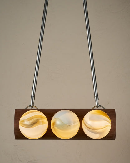 Nina 6-Light Chandelier | Organic Glass Shades, Solid Wood Base 22