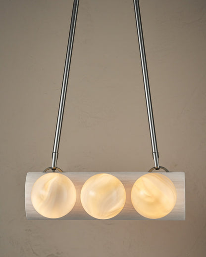 Nina 6-Light Chandelier | Organic Glass Shades, Solid Wood Base 27