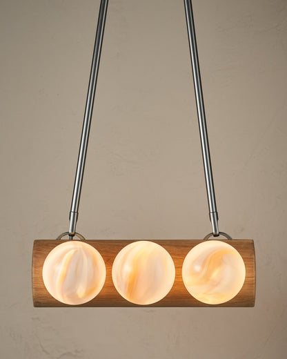 Nina 6-Light Chandelier | Organic Glass Shades, Solid Wood Base 31