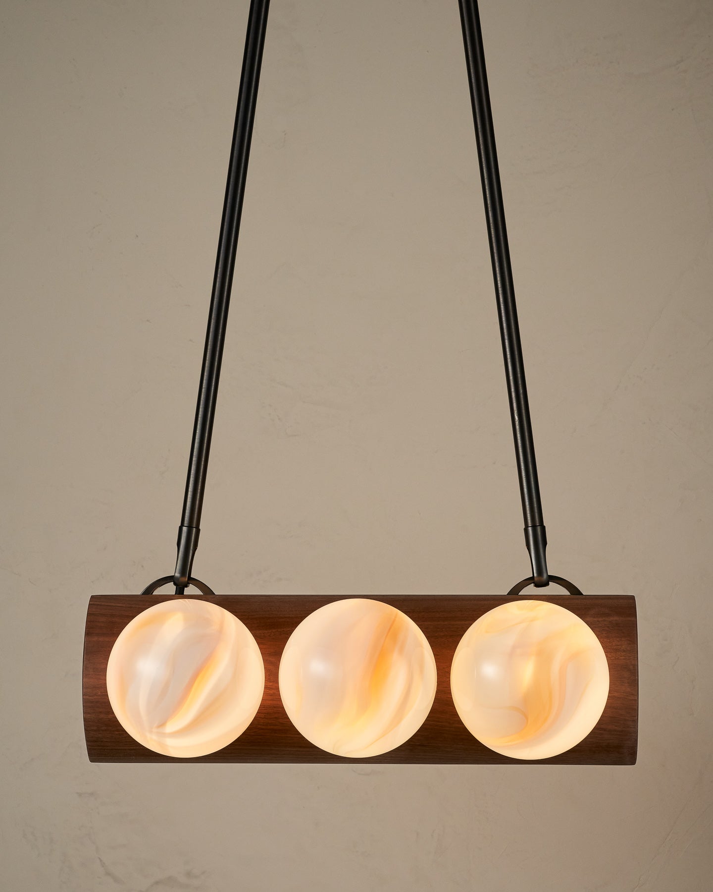 Nina 6-Light Chandelier | Organic Glass Shades, Solid Wood Base 34