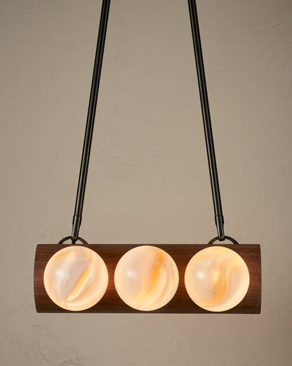Nina 6-Light Chandelier | Organic Glass Shades, Solid Wood Base 34