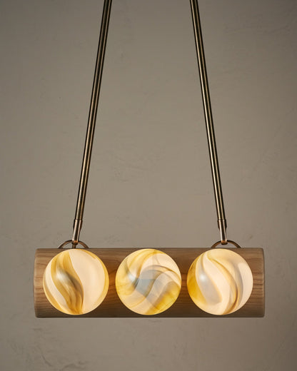 Nina 6-Light Chandelier | Organic Glass Shades, Solid Wood Base 35