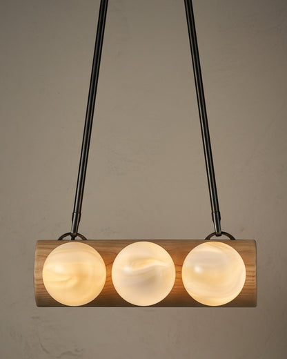 Nina 6-Light Chandelier | Organic Glass Shades, Solid Wood Base 39