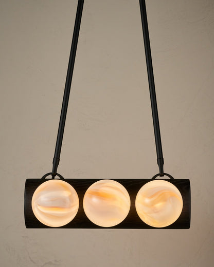 Nina 6-Light Chandelier | Organic Glass Shades, Solid Wood Base 42