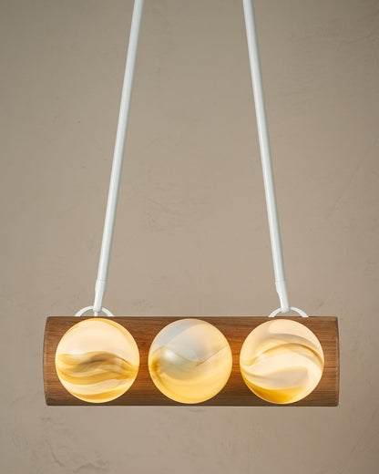 Nina 6-Light Chandelier | Organic Glass Shades, Solid Wood Base 43