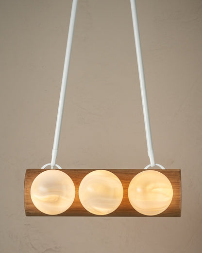 Nina 6-Light Chandelier | Organic Glass Shades, Solid Wood Base 44