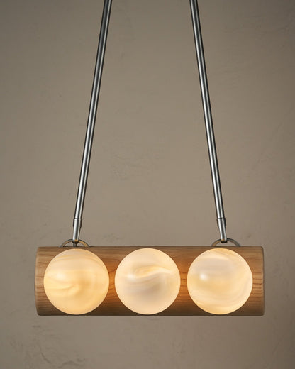Nina 6-Light Chandelier | Organic Glass Shades, Solid Wood Base 47