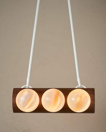 Nina 6-Light Chandelier | Organic Glass Shades, Solid Wood Base 48