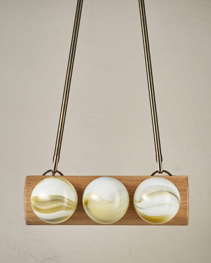 Nina 6-Light Chandelier | Organic Glass Shades, Solid Wood Base 5