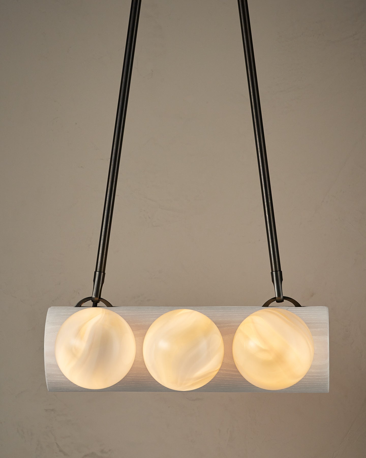 Nina 6-Light Chandelier | Organic Glass Shades, Solid Wood Base 50