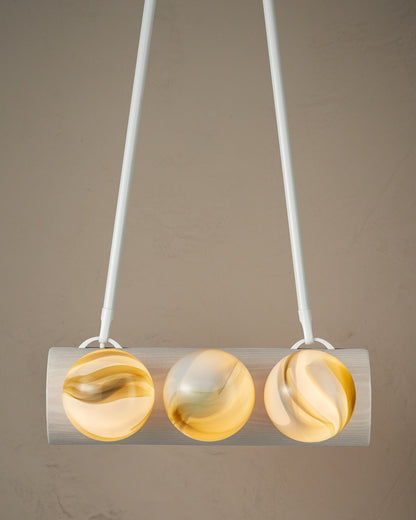 Nina 6-Light Chandelier | Organic Glass Shades, Solid Wood Base 52