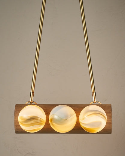 Nina 6-Light Chandelier | Organic Glass Shades, Solid Wood Base 53