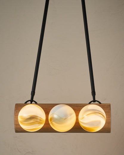 Nina 6-Light Chandelier | Organic Glass Shades, Solid Wood Base 54