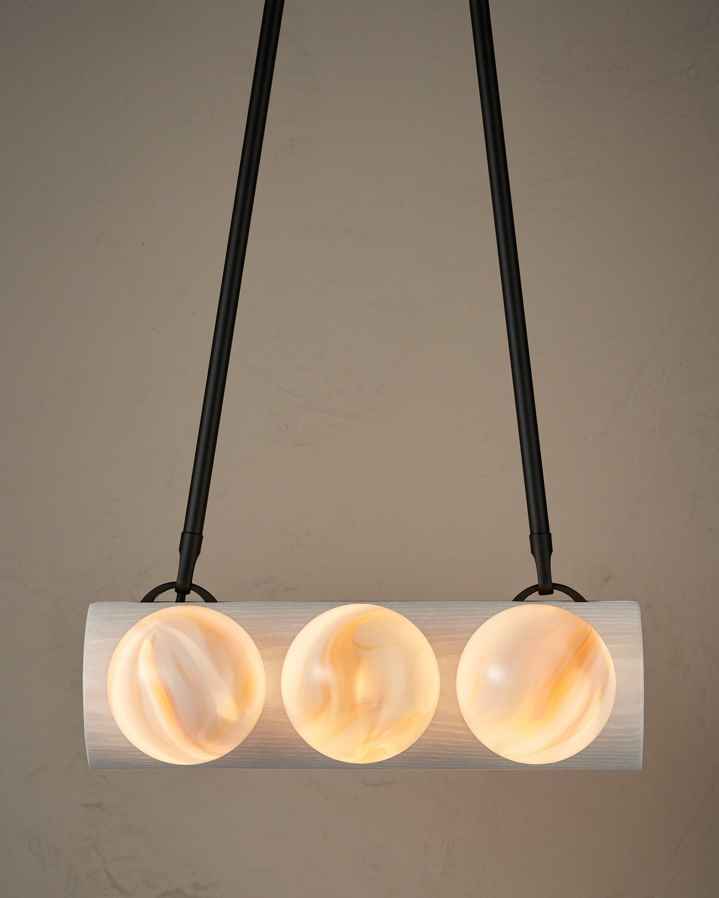 Nina 6-Light Chandelier | Organic Glass Shades, Solid Wood Base 55