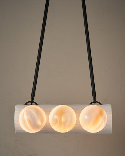 Nina 6-Light Chandelier | Organic Glass Shades, Solid Wood Base 55