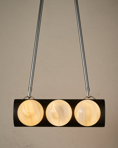 Nina 6-Light Chandelier | Organic Glass Shades, Solid Wood Base 57