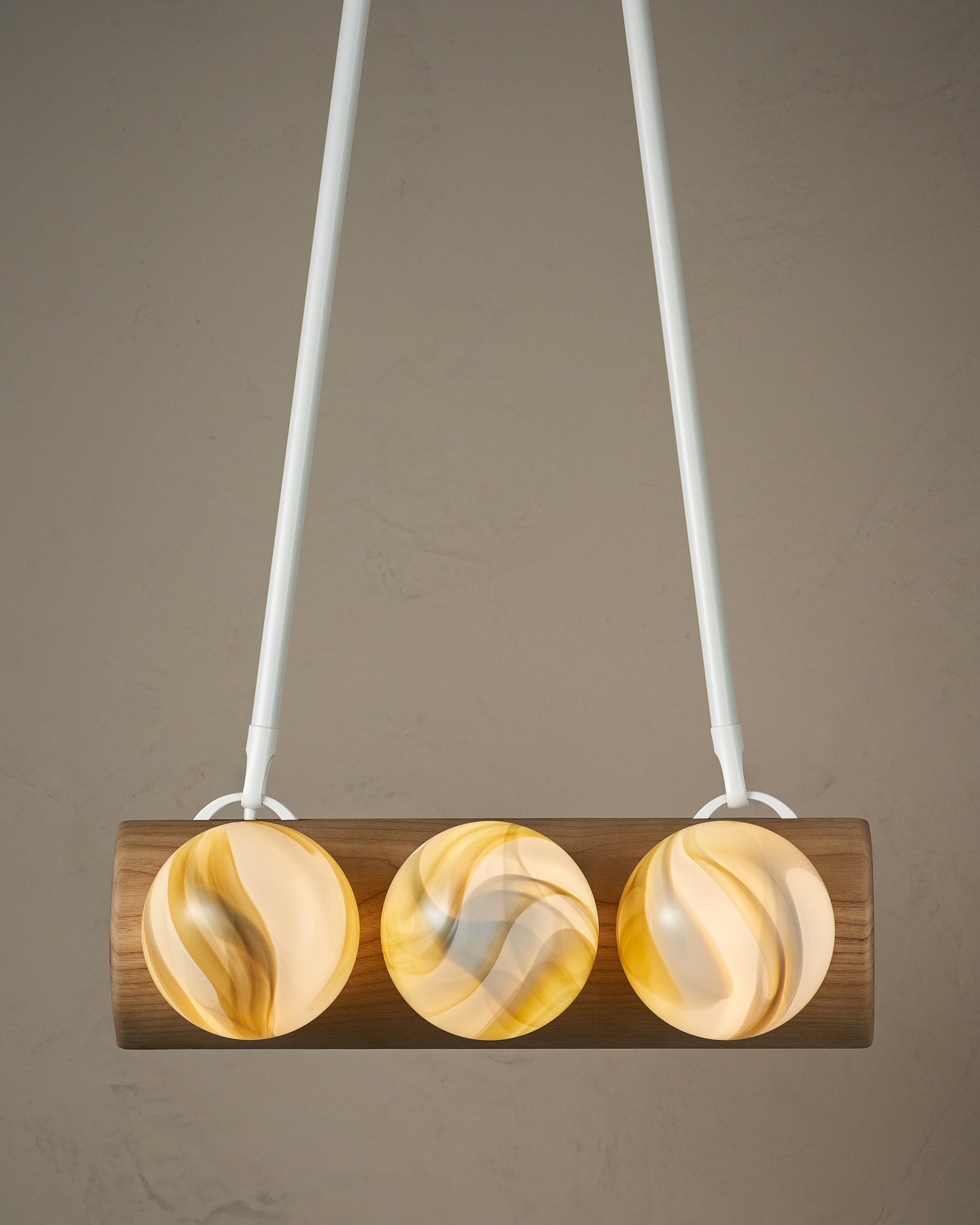Nina 6-Light Chandelier | Organic Glass Shades, Solid Wood Base 58
