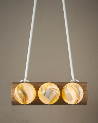 Nina 6-Light Chandelier | Organic Glass Shades, Solid Wood Base 58