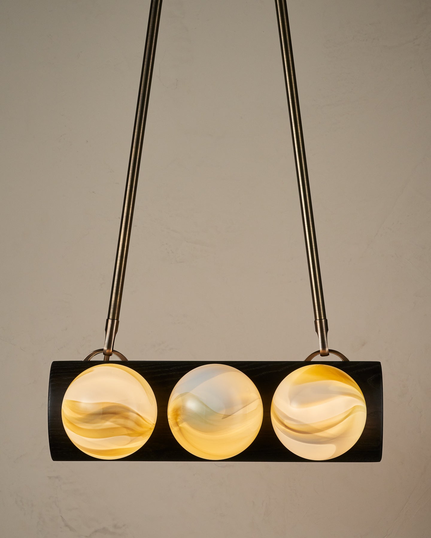 Nina 6-Light Chandelier | Organic Glass Shades, Solid Wood Base 59