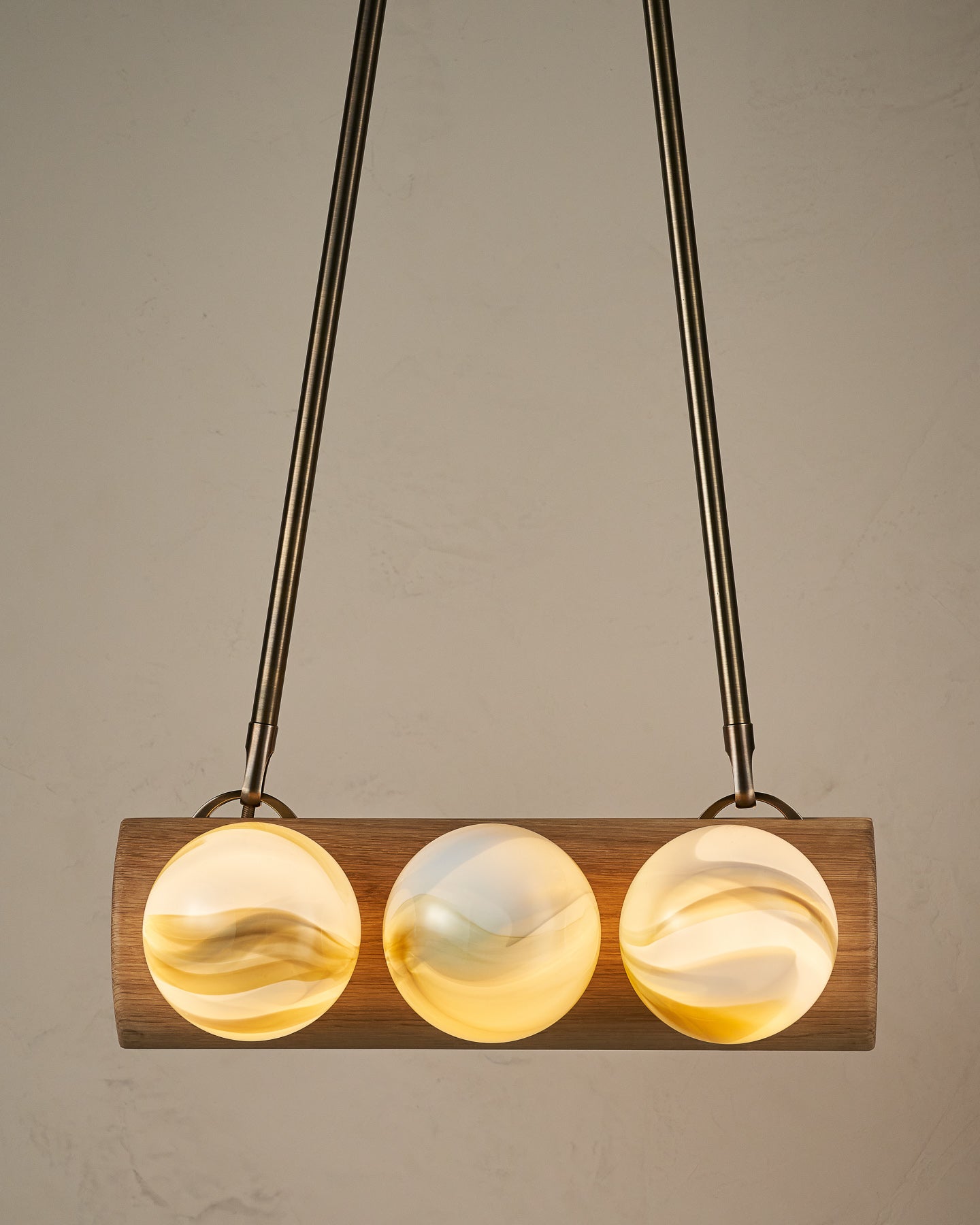 Nina 6-Light Chandelier | Organic Glass Shades, Solid Wood Base 6