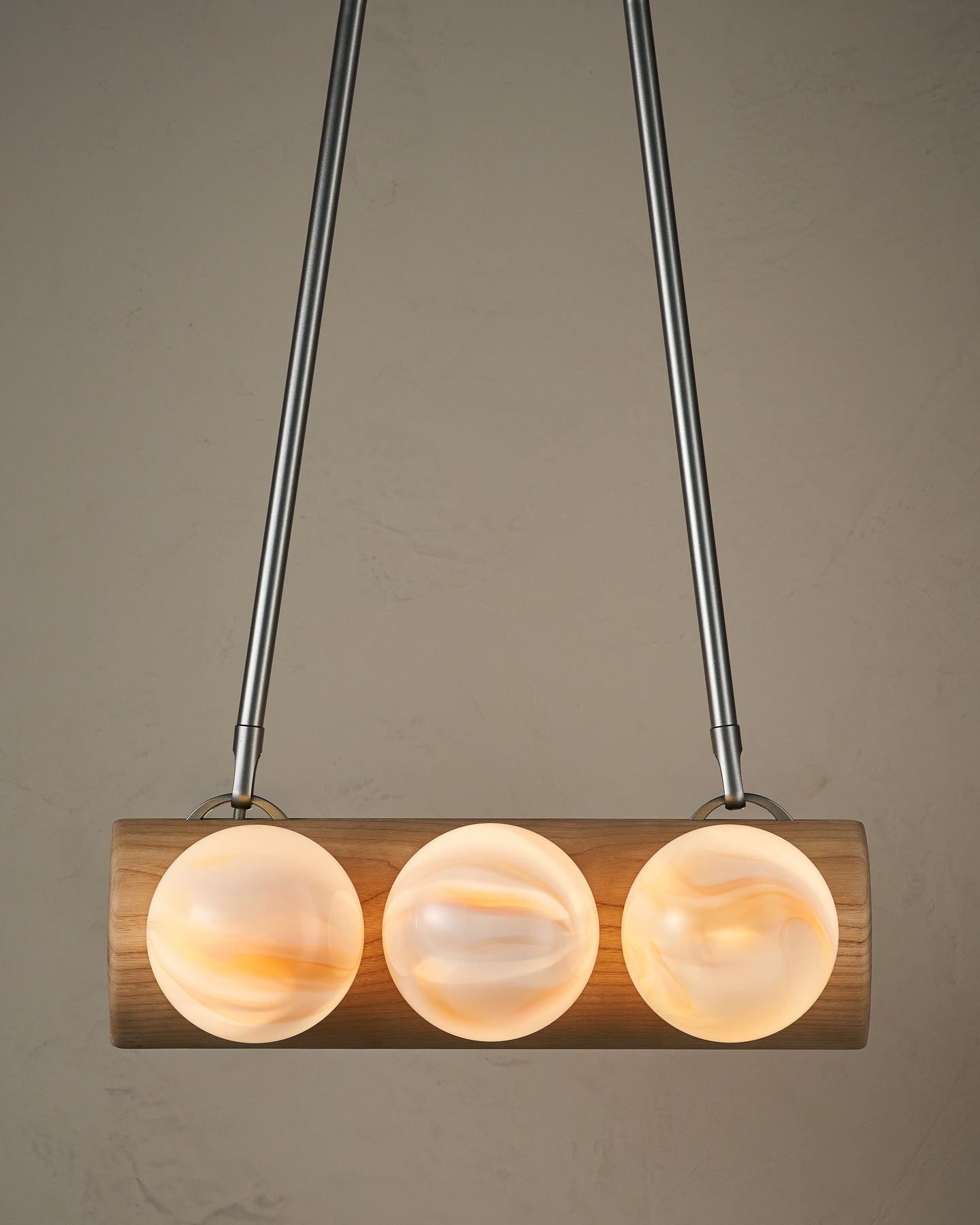 Nina 6-Light Chandelier | Organic Glass Shades, Solid Wood Base 60