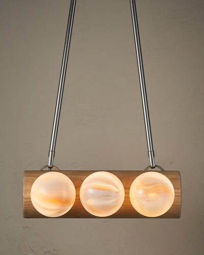 Nina 6-Light Chandelier | Organic Glass Shades, Solid Wood Base 60