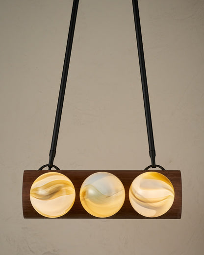 Nina 6-Light Chandelier | Organic Glass Shades, Solid Wood Base 62