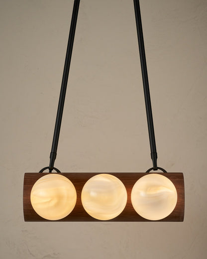 Nina 6-Light Chandelier | Organic Glass Shades, Solid Wood Base 63
