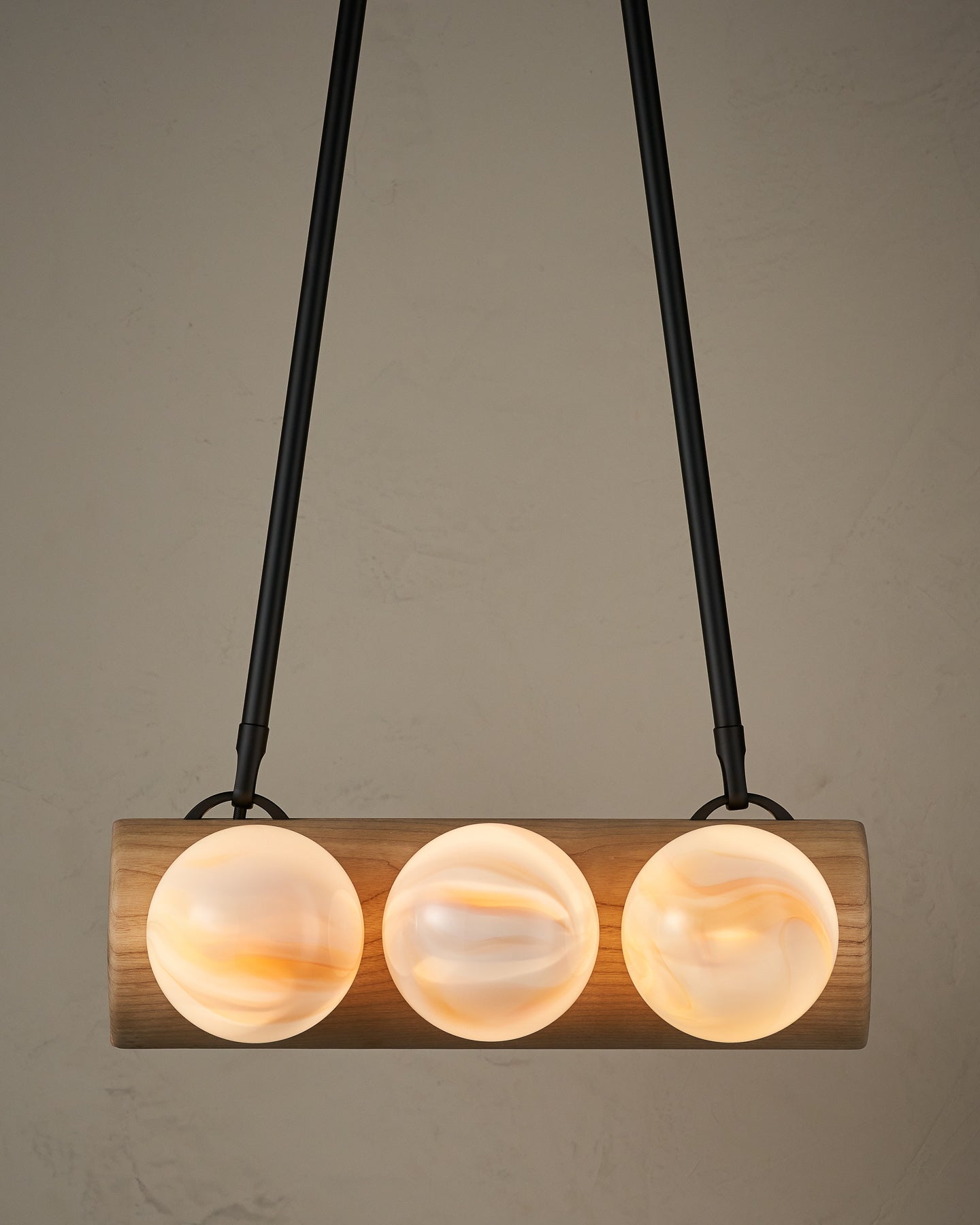 Nina 6-Light Chandelier | Organic Glass Shades, Solid Wood Base 65