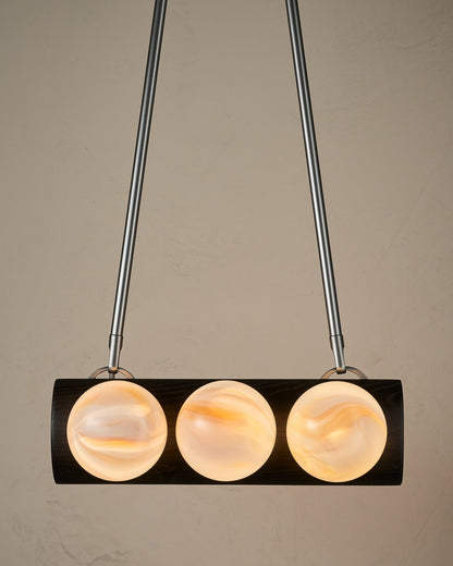 Nina 6-Light Chandelier | Organic Glass Shades, Solid Wood Base 68