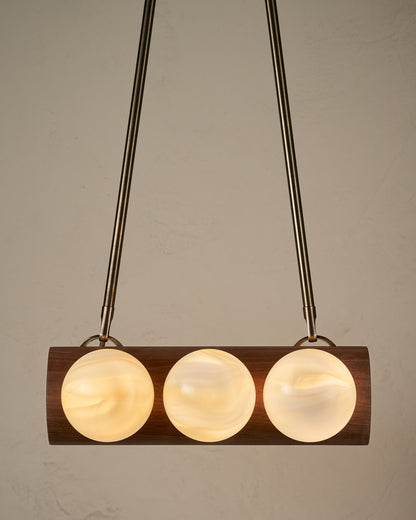 Nina 6-Light Chandelier | Organic Glass Shades, Solid Wood Base 7