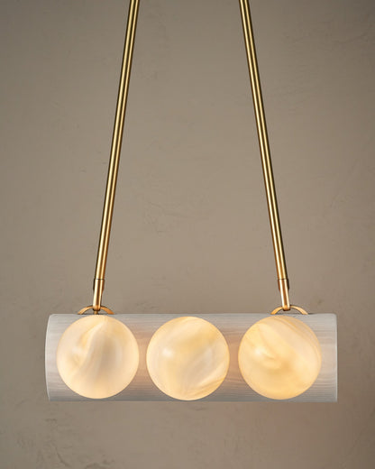 Nina 6-Light Chandelier | Organic Glass Shades, Solid Wood Base 70