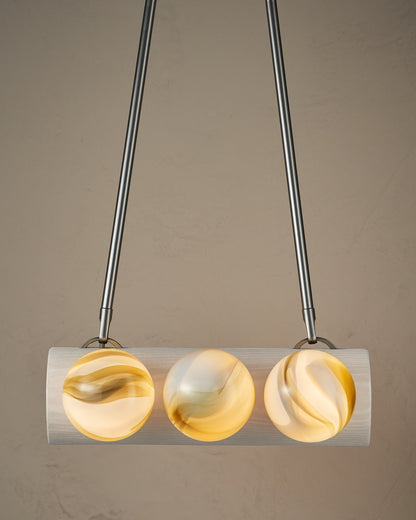 Nina 6-Light Chandelier | Organic Glass Shades, Solid Wood Base 71