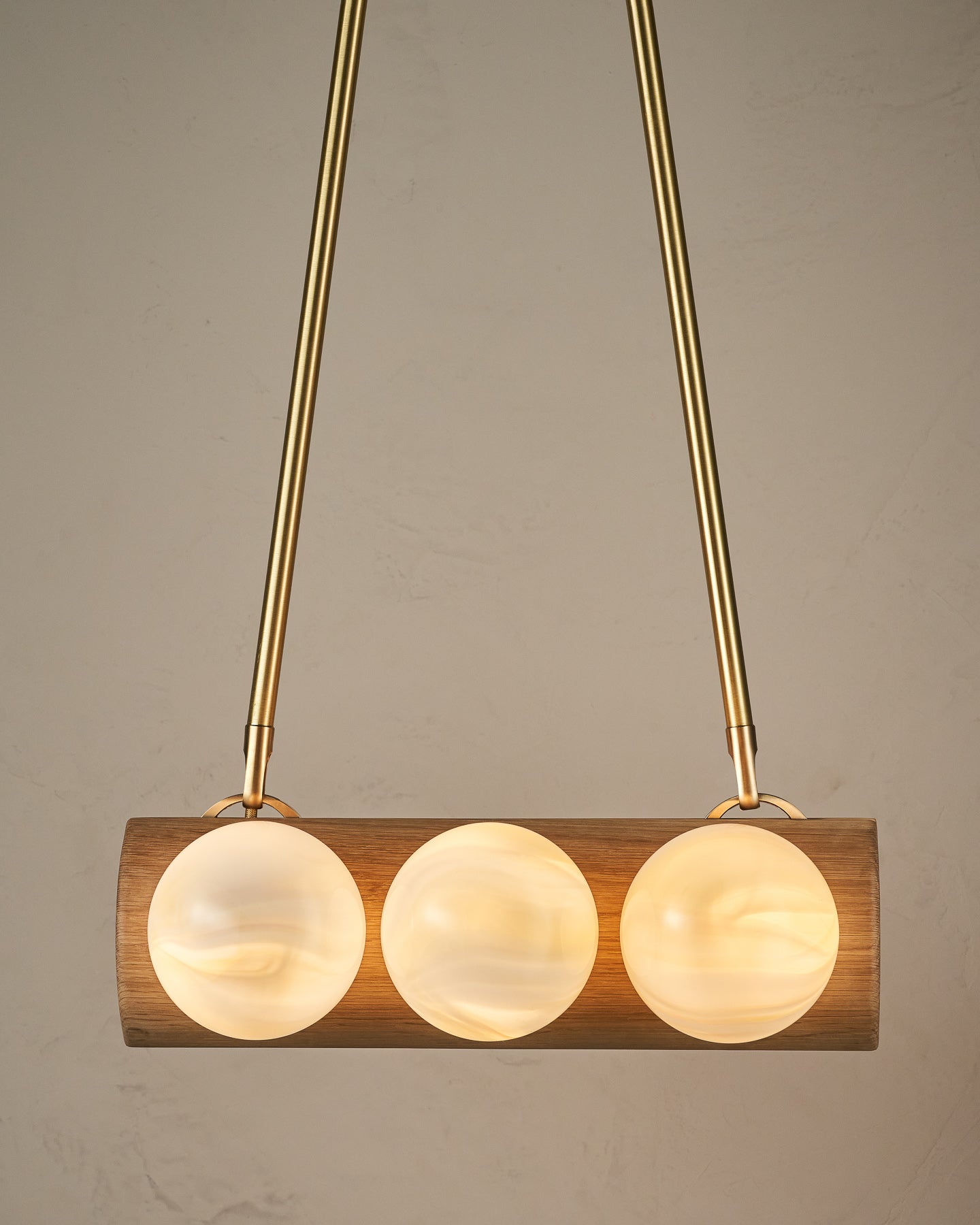 Nina 6-Light Chandelier | Organic Glass Shades, Solid Wood Base 72