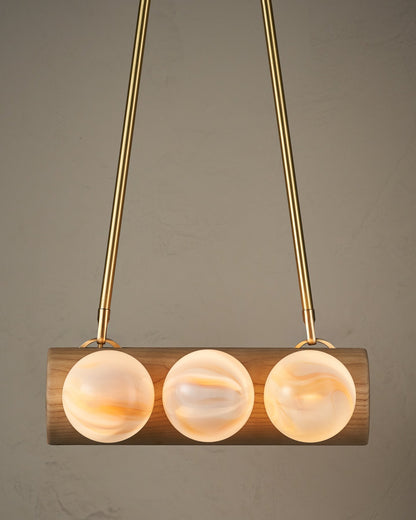 Nina 6-Light Chandelier | Organic Glass Shades, Solid Wood Base 76