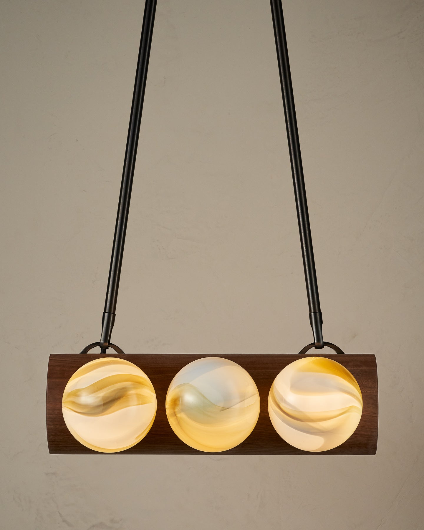 Nina 6-Light Chandelier | Organic Glass Shades, Solid Wood Base 77