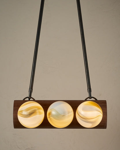 Nina 6-Light Chandelier | Organic Glass Shades, Solid Wood Base 77