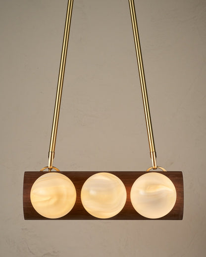 Nina 6-Light Chandelier | Organic Glass Shades, Solid Wood Base 78