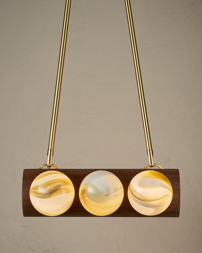 Nina 6-Light Chandelier | Organic Glass Shades, Solid Wood Base 79
